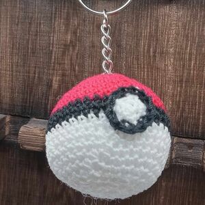 Handmade Pokeball Keychain With Charmander Charm. NWOT